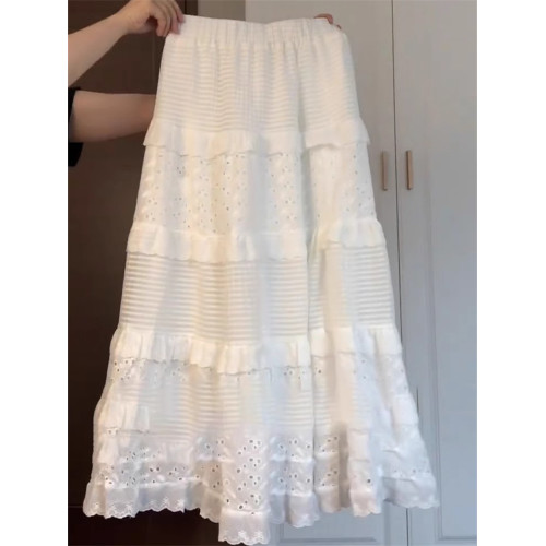 芭蕾風白色蛋糕短裙女大碼秋季新款松緊腰a字氣質減齡蓬蓬半身裙