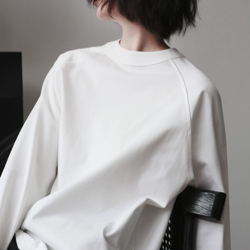 兩件  300克重磅加厚強撚棉！寬松插肩袖打底衫圓領長袖T恤女