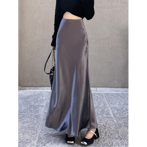 高級醋酸緞面魚尾半身裙女春秋2025新款高腰顯瘦垂感a字包臀長裙 高級醋酸緞面魚尾半身裙女春秋2025新款高腰顯瘦垂感a字包臀長裙