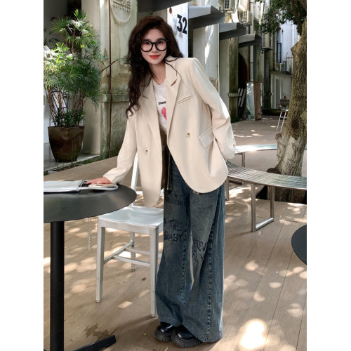 大碼高級感長袖西裝外套女裝秋季氣質黑色小西服胖MM顯瘦寬松上衣 大碼高級感長袖西裝外套女裝秋季氣質黑色小西服胖MM顯瘦寬松上衣