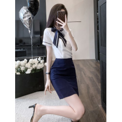 白色短袖襯衫女襯衣2025新款夏季南航空姐職業套裝包裙前台工作裝