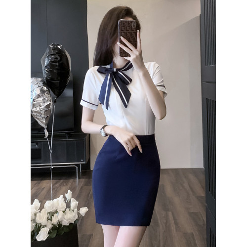白色短袖襯衫女襯衣2025新款夏季南航空姐職業套裝包裙前台工作裝