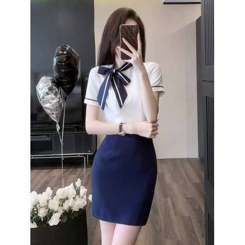 白色短袖襯衫女襯衣2025新款夏季南航空姐職業套裝包裙前台工作裝