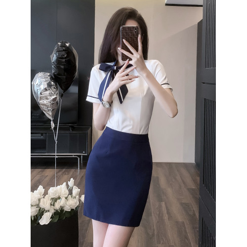 白色短袖襯衫女襯衣2025新款夏季南航空姐職業套裝包裙前台工作裝