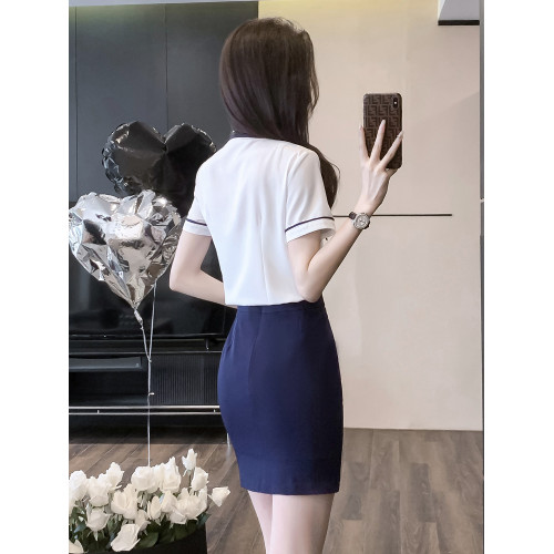 白色短袖襯衫女襯衣2025新款夏季南航空姐職業套裝包裙前台工作裝