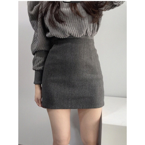 灰色毛呢一步裙短款女秋冬2025新款半身裙高腰緊身a字裙包臀短裙 灰色毛呢一步裙短款女秋冬2025新款半身裙高腰緊身a字裙包臀短裙