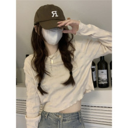 大碼胖妹妹長袖t恤女打底衫春秋新款寬松顯瘦設計感小衆別致上衣