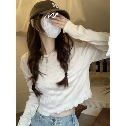 大碼胖妹妹長袖t恤女打底衫春秋新款寬松顯瘦設計感小衆別致上衣