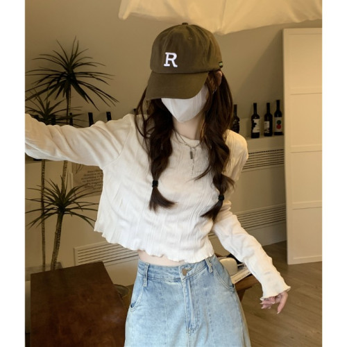 大碼胖妹妹長袖t恤女打底衫春秋新款寬松顯瘦設計感小衆別致上衣