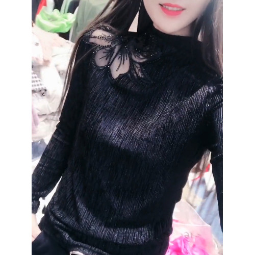 歐洲站半高領打底衫女秋冬長袖2025年洋氣新款小衫金絲絨修身上衣 歐洲站半高領打底衫女秋冬長袖2025年洋氣新款小衫金絲絨修身上衣