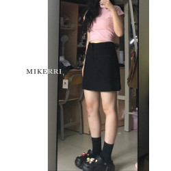 黑色西裝短裙女夏季大碼胖mm高腰顯瘦梨型身材遮肚子a字半身裙子