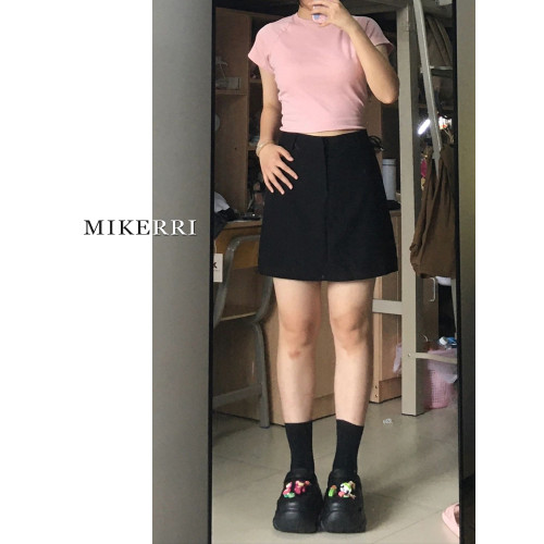 黑色西裝短裙女夏季大碼胖mm高腰顯瘦梨型身材遮肚子a字半身裙子 黑色西裝短裙女夏季大碼胖mm高腰顯瘦梨型身材遮肚子a字半身裙子