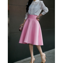 高腰顯瘦半身裙 中長款女百搭繖裙太空棉大擺裙A字百褶蓬蓬裙復古