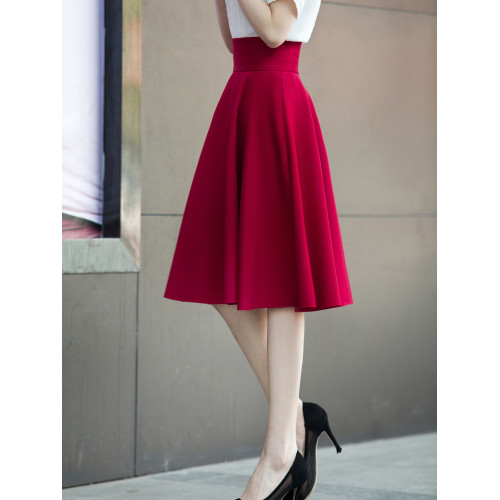 高腰顯瘦半身裙 中長款女百搭繖裙太空棉大擺裙A字百褶蓬蓬裙復古 高腰顯瘦半身裙 中長款女百搭繖裙太空棉大擺裙A字百褶蓬蓬裙復古