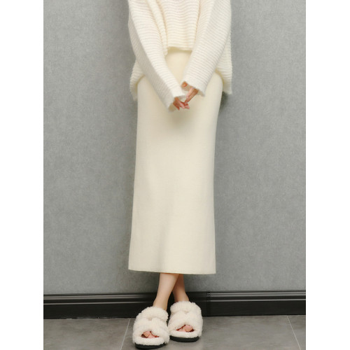 imoko.針織半身裙丨春秋冬季米白色優雅溫柔中長裙包臀裙長裙女潮 imoko.針織半身裙丨春秋冬季米白色優雅溫柔中長裙包臀裙長裙女潮