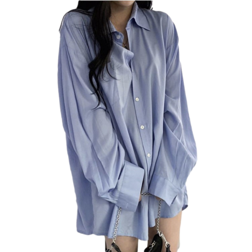 2025春秋新款大碼胖mm防曬襯衫女寬松BF風中長款上衣心機長袖襯衣