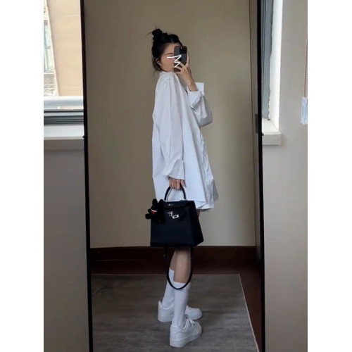 2025早秋新款白色襯衫外套秋冬氣質女裝小個子寬松襯衣高級感上衣