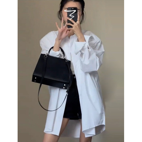 2025早秋新款白色襯衫外套秋冬氣質女裝小個子寬松襯衣高級感上衣