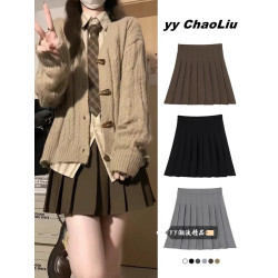 卡其色百褶裙女秋季2025新款高腰顯瘦jk短裙小個子a字半身裙百搭