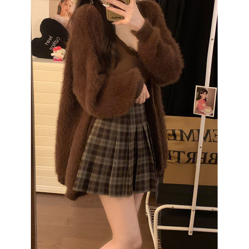 咖色格子百褶裙女a字半身裙秋冬2025新款高腰顯瘦格紋半裙jk短裙 咖色格子百褶裙女a字半身裙秋冬2025新款高腰顯瘦格紋半裙jk短裙