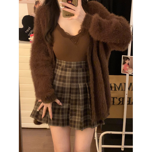 咖色格子百褶裙女a字半身裙秋冬2025新款高腰顯瘦格紋半裙jk短裙 咖色格子百褶裙女a字半身裙秋冬2025新款高腰顯瘦格紋半裙jk短裙