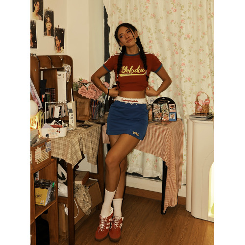 喲酷酷(雙向奔赴)春夏字母刺綉休閒半身裙褲女防走光A字短裙女 喲酷酷(雙向奔赴)春夏字母刺綉休閒半身裙褲女防走光A字短裙女