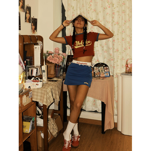 喲酷酷(雙向奔赴)春夏字母刺綉休閒半身裙褲女防走光A字短裙女 喲酷酷(雙向奔赴)春夏字母刺綉休閒半身裙褲女防走光A字短裙女