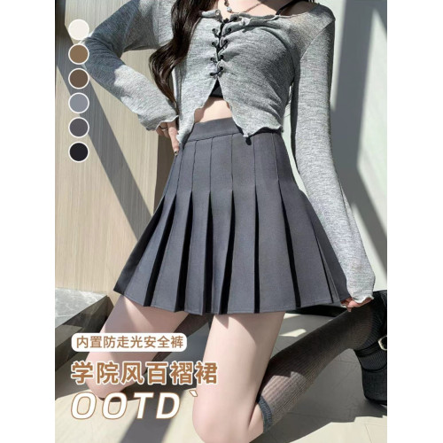 白色百褶半身裙2025新款春夏高腰小個子有內襯jk學院西裝a字短裙 白色百褶半身裙2025新款春夏高腰小個子有內襯jk學院西裝a字短裙