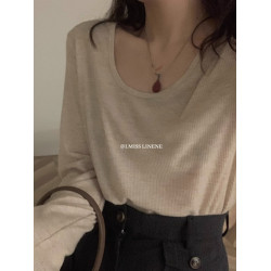 基礎款u領內搭長袖t恤女秋冬時髦感穿搭低領打底衫溫柔氛圍感上衣