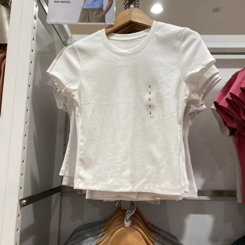 日單2024夏季款bm上衣辣妹t恤女裝圓領短袖T恤高腰修身打底465760