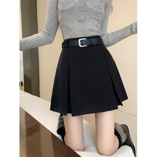 大碼灰色百褶短裙女胖mm百搭高腰顯瘦遮肚子學院風西裝A字半身裙 大碼灰色百褶短裙女胖mm百搭高腰顯瘦遮肚子學院風西裝A字半身裙