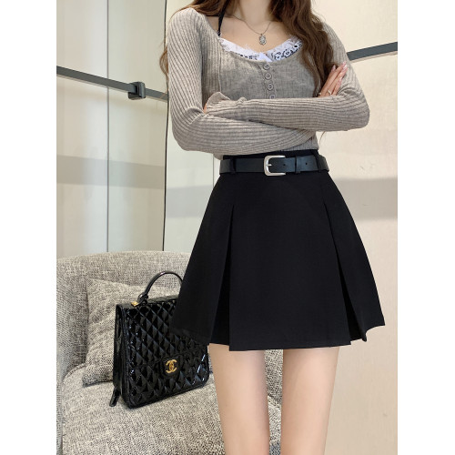 大碼灰色百褶短裙女胖mm百搭高腰顯瘦遮肚子學院風西裝A字半身裙 大碼灰色百褶短裙女胖mm百搭高腰顯瘦遮肚子學院風西裝A字半身裙