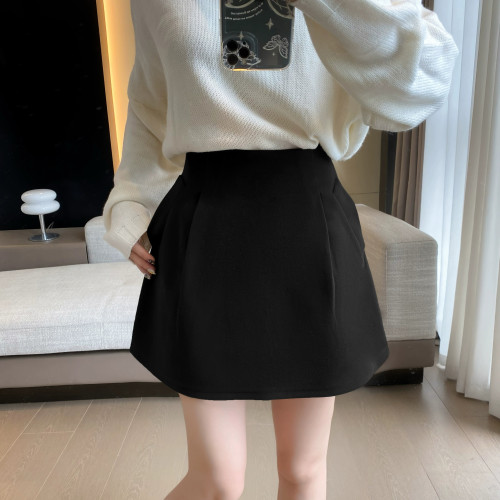 秋冬款毛呢料高腰繖裙女新款高級感濶挺蓬蓬a字花苞半身裙褲 秋冬款毛呢料高腰繖裙女新款高級感濶挺蓬蓬a字花苞半身裙褲