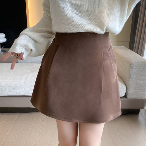 秋冬款毛呢料高腰繖裙女新款高級感濶挺蓬蓬a字花苞半身裙褲 秋冬款毛呢料高腰繖裙女新款高級感濶挺蓬蓬a字花苞半身裙褲