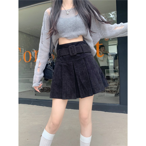 大碼胖mm燈芯絨百褶短裙女新款a字裙子復古百搭高腰顯瘦半身裙潮 大碼胖mm燈芯絨百褶短裙女新款a字裙子復古百搭高腰顯瘦半身裙潮