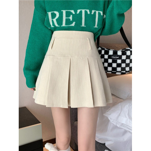 大碼胖mm燈芯絨百褶短裙女新款a字裙子復古百搭高腰顯瘦半身裙潮 大碼胖mm燈芯絨百褶短裙女新款a字裙子復古百搭高腰顯瘦半身裙潮