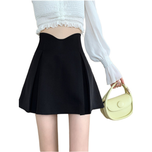 大碼女裝2025年秋季高腰黑色魚骨半身裙胖mm遮胯顯瘦A字百褶短裙 大碼女裝2025年秋季高腰黑色魚骨半身裙胖mm遮胯顯瘦A字百褶短裙