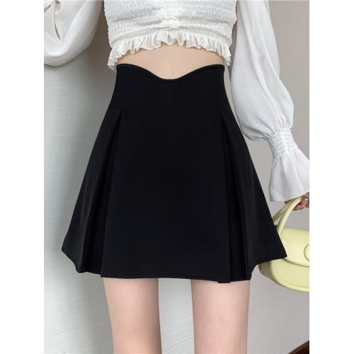 大碼女裝2025年秋季高腰黑色魚骨半身裙胖mm遮胯顯瘦A字百褶短裙 大碼女裝2025年秋季高腰黑色魚骨半身裙胖mm遮胯顯瘦A字百褶短裙