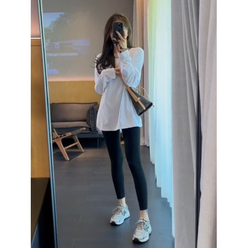 白色打底衫女內搭長款2025新款上衣秋冬中長款純棉小個子長袖t恤