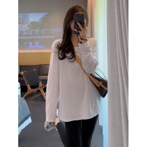 白色打底衫女內搭長款2025新款上衣秋冬中長款純棉小個子長袖t恤