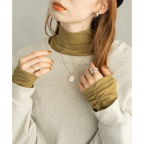 hin秋季新款薄款打底衫上衣女褶皺堆堆袖半高領上衣T恤女小衫