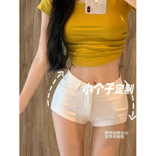 短褲女小個子紅色白褲子緊身xs低腰白色超短褲豐胯豐跨夏季熱褲秋 短褲女小個子紅色白褲子緊身xs低腰白色超短褲豐胯豐跨夏季熱褲秋