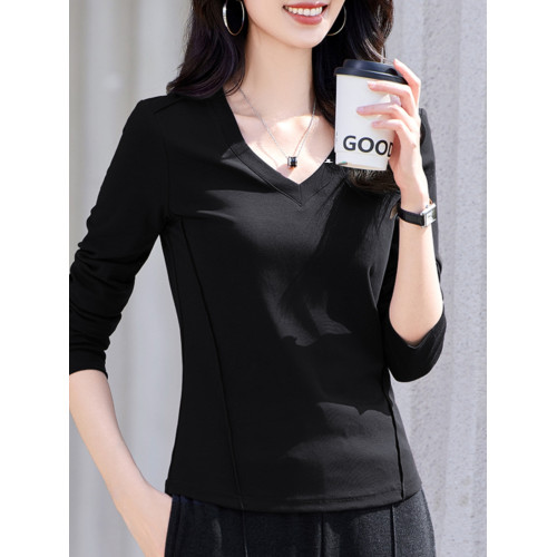 2025年秋裝新款醬紫色V領拼接魚骨正肩內搭長袖t恤女裝上衣打底衫 2025年秋裝新款醬紫色V領拼接魚骨正肩內搭長袖t恤女裝上衣打底衫