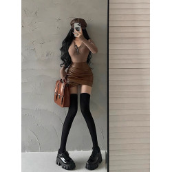 秋季新款性感小皮裙高腰顯瘦半身裙純欲風a字裙大碼遮胯包臀短裙