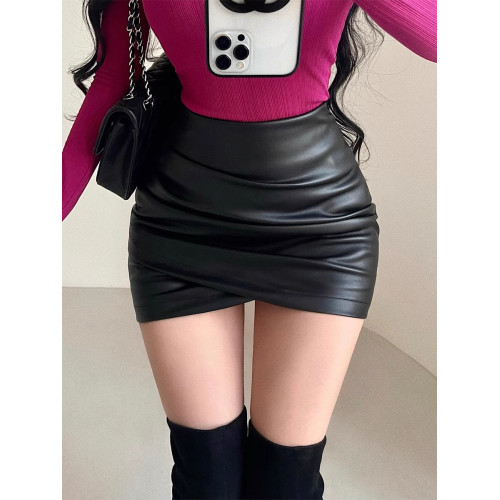 秋季新款性感小皮裙高腰顯瘦半身裙純欲風a字裙大碼遮胯包臀短裙 秋季新款性感小皮裙高腰顯瘦半身裙純欲風a字裙大碼遮胯包臀短裙