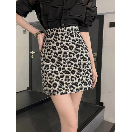 辣妹復古豹紋高腰半身裙女秋季時尚減齡顯瘦a字短裙法式包臀裙子