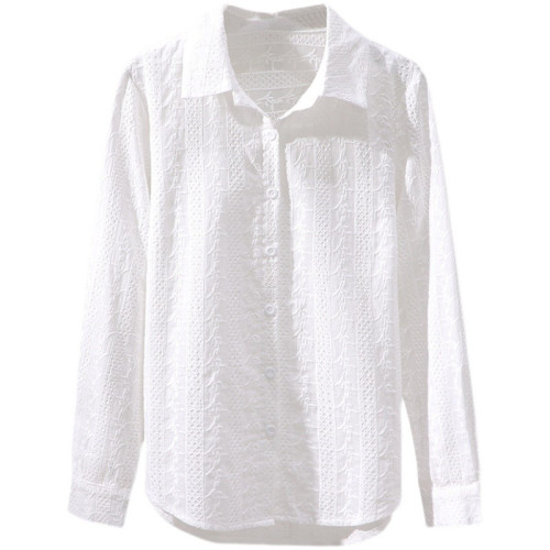 出口意大利大牌尾單原單撤櫃餘單純棉刺綉襯衫女長袖白色上衣