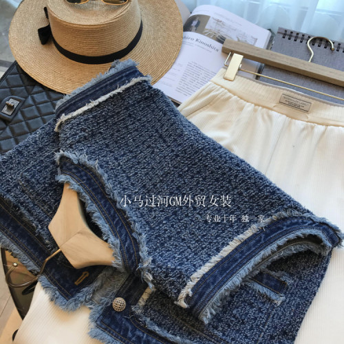 巨美！超精緻！輕奢重工款~個性復古小香風鉤花毛邊牛仔馬甲女秋