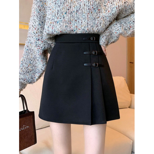 黑色毛呢半身裙女秋冬新款高腰百褶裙胖mm大碼顯瘦a字包臀短裙子 黑色毛呢半身裙女秋冬新款高腰百褶裙胖mm大碼顯瘦a字包臀短裙子