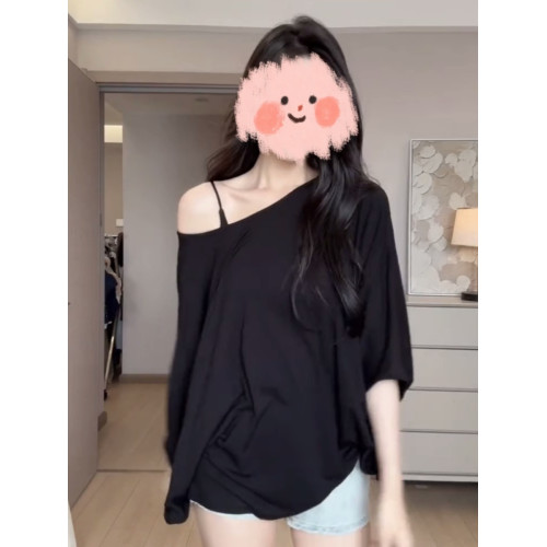 韓版百搭蝙蝠袖T恤女夏大碼胖MM薄款寬松遮肉設計感防曬罩衫上衣 韓版百搭蝙蝠袖T恤女夏大碼胖MM薄款寬松遮肉設計感防曬罩衫上衣